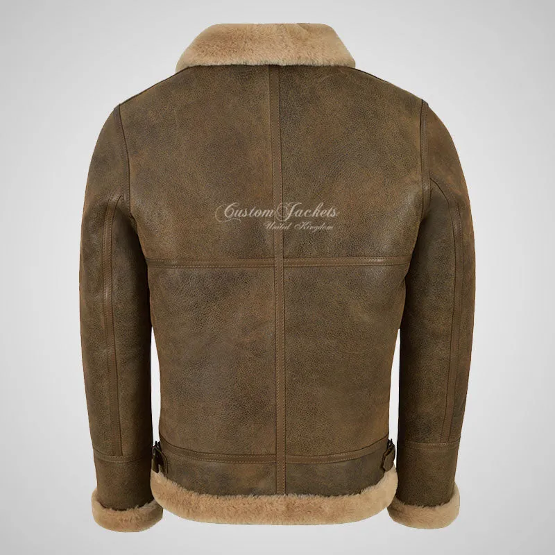 VOSTOK Men's B3 Sheepskin Flying Jacket Natural Shearling Fur Jacket