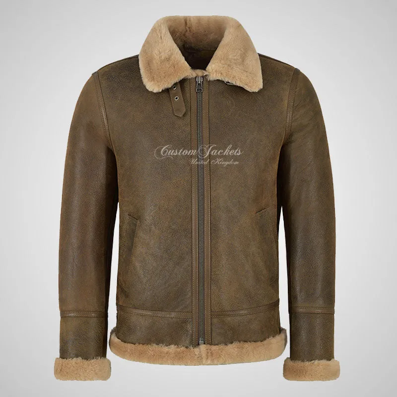 VOSTOK Men's B3 Sheepskin Flying Jacket Natural Shearling Fur Jacket