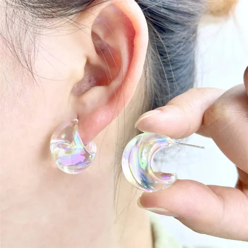 Waterdrop Thick Transparent Colorful Tear Lightweight New Earring