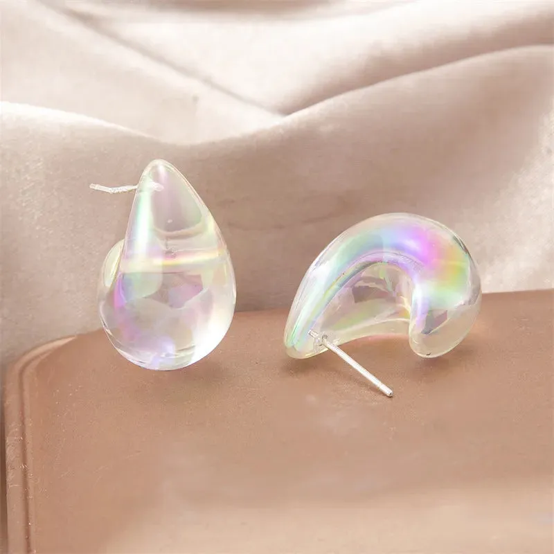 Waterdrop Thick Transparent Colorful Tear Lightweight New Earring