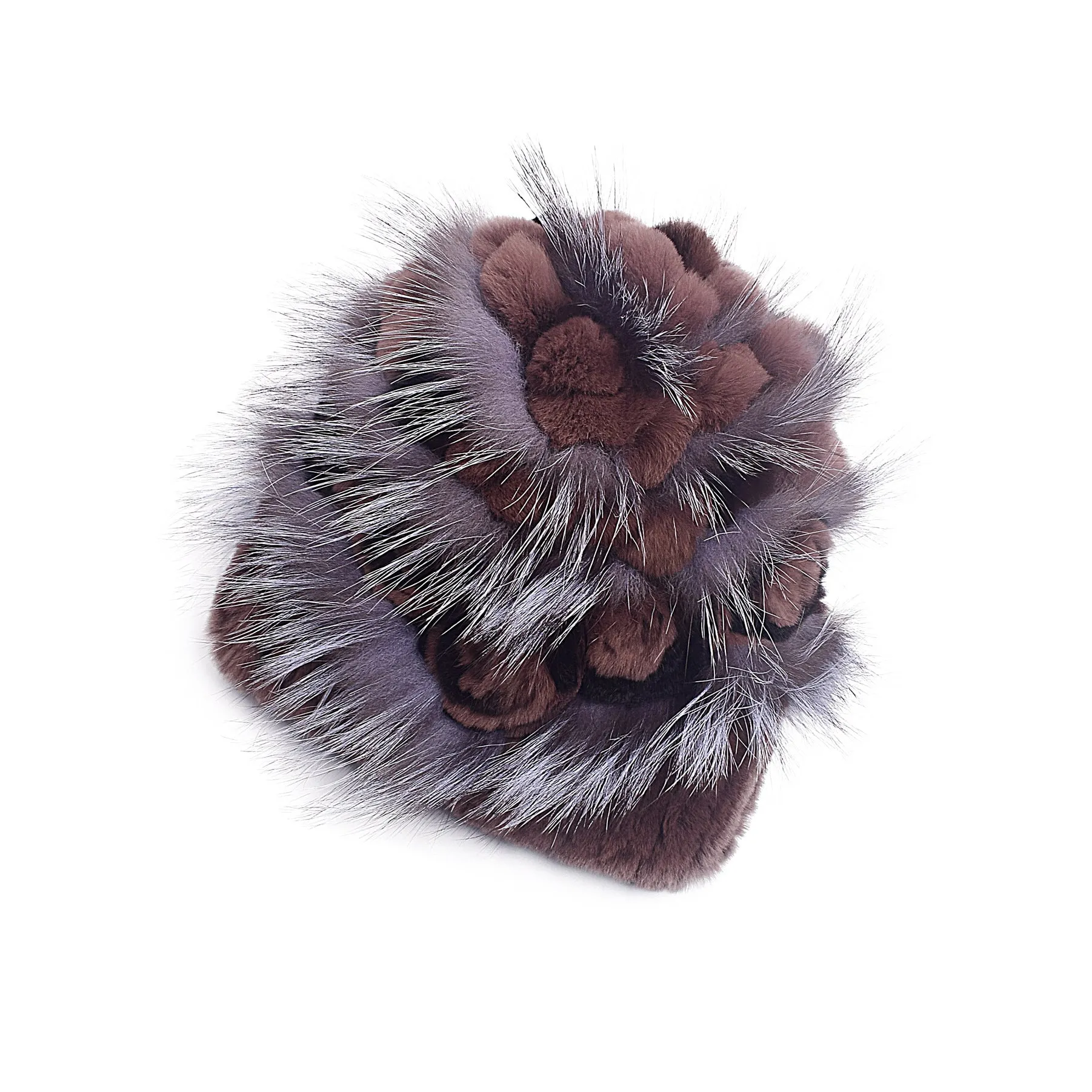 Women's Winter Woven Rex Rabbit Fur Flower Fashion Fur Hat