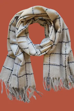 Wool and Cashmere Scarf in Cream Check