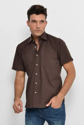 WSS Plain Short Sleeves Brown Men Shirt  - Singen