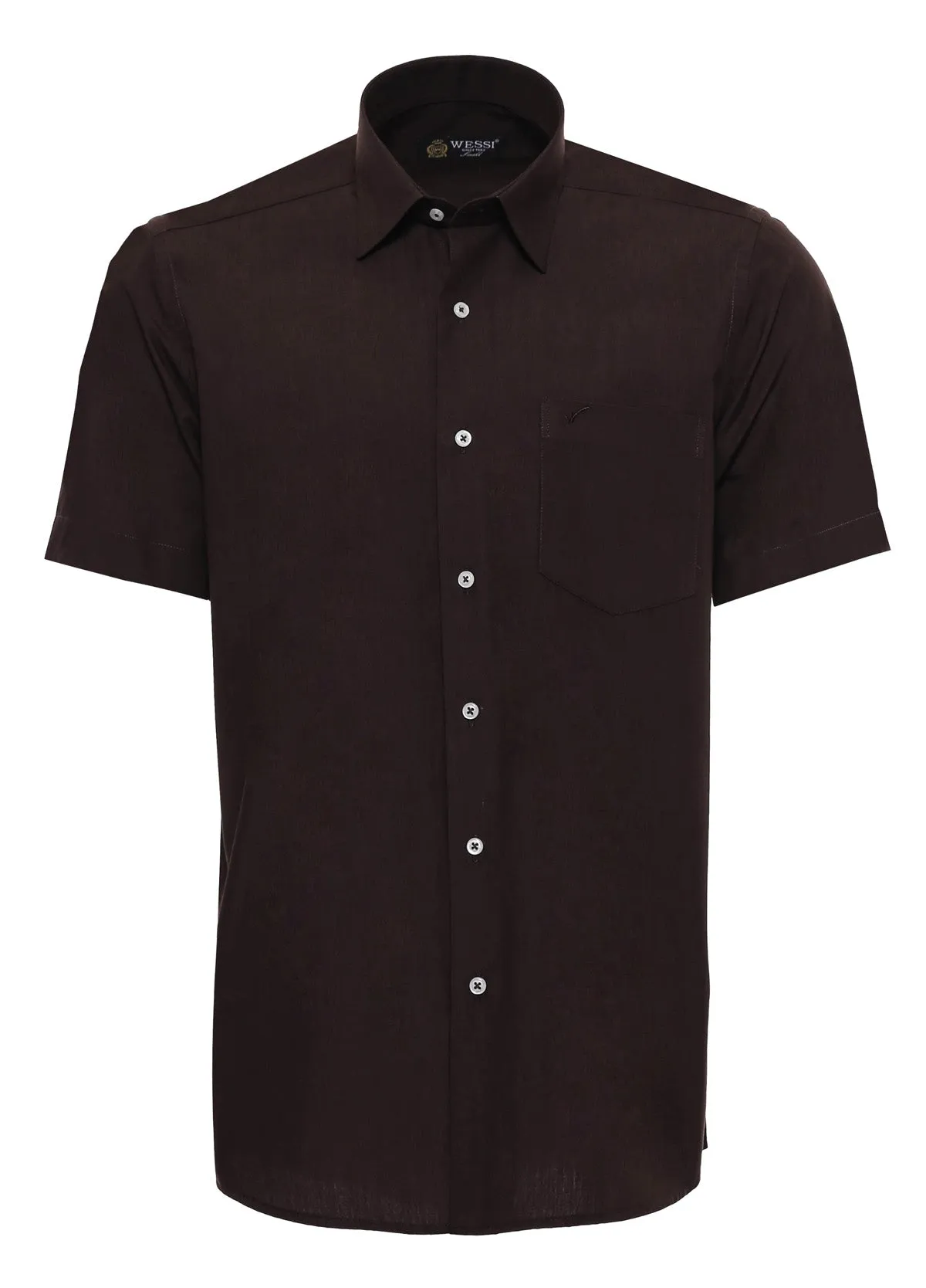 WSS Plain Short Sleeves Brown Men Shirt  - Singen