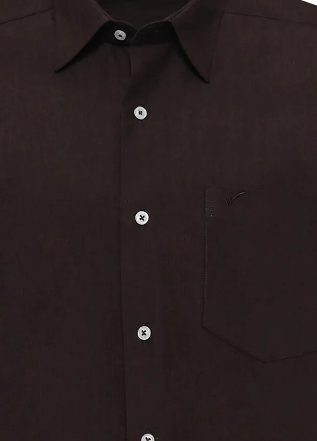WSS Plain Short Sleeves Brown Men Shirt  - Singen