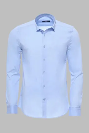 WSS Sky Blue Slim-Fit Long Sleeve Shirt  - Singen